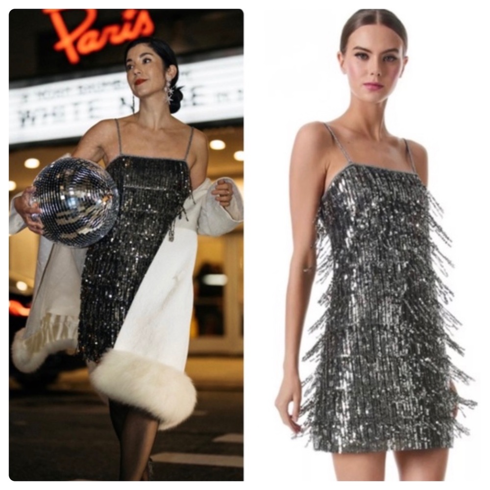 ALICE + OLIVIA Chicago Sequined Fringe Mini Dress